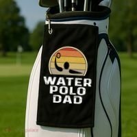 Retro Water Polo Dad Father Swimmer Swimming Sunset Cute Gift Golf Towel thumb 2