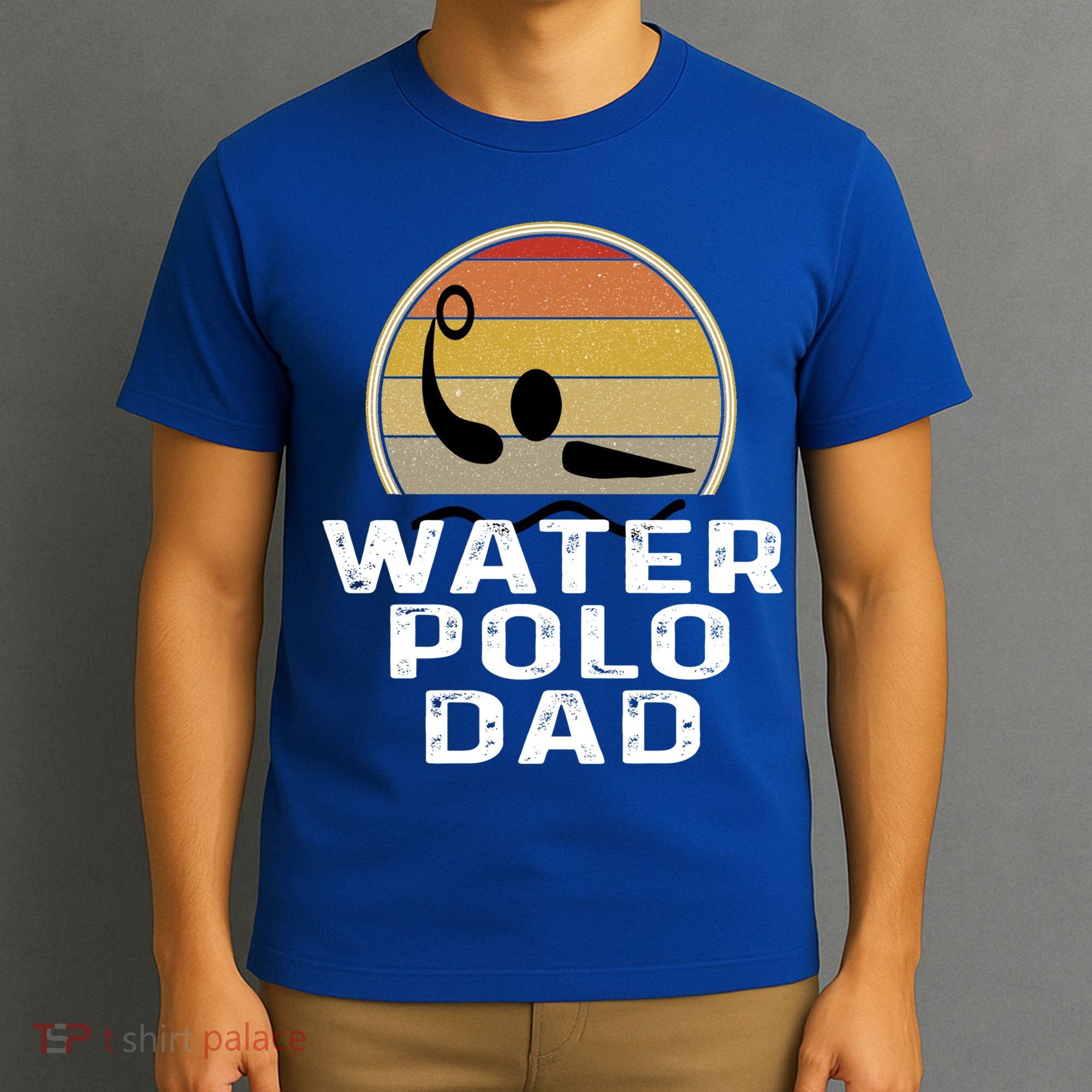 Retro Water Polo Dad Father Swimmer Swimming Sunset Cute Gift T-Shirt