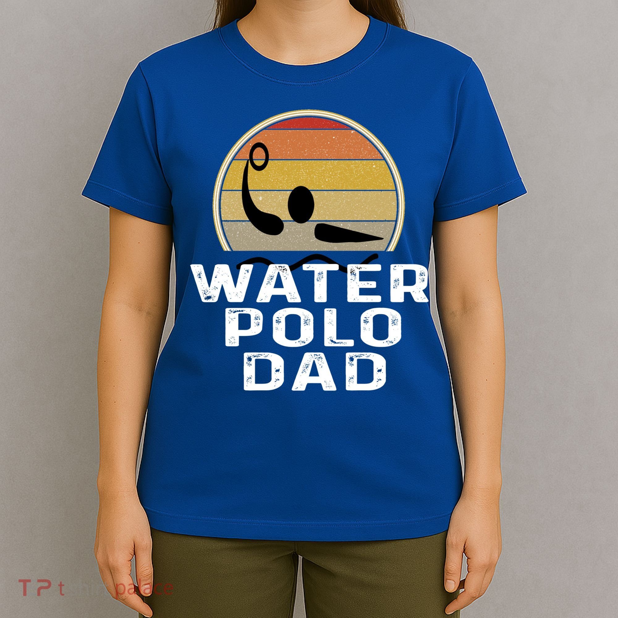Retro Water Polo Dad Father Swimmer Swimming Sunset Cute Gift T-Shirt