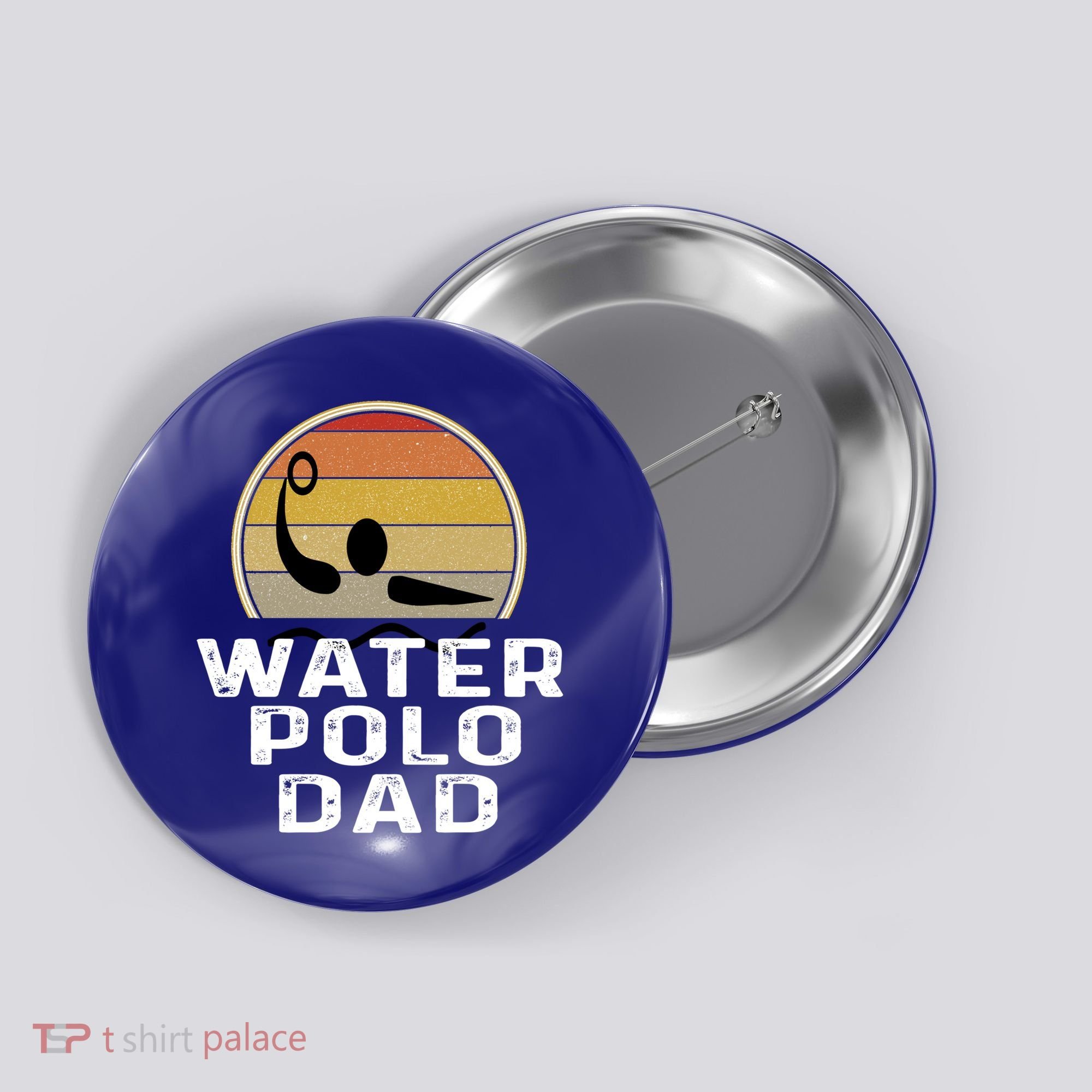 Retro Water Polo Dad Father Swimmer Swimming Sunset Cute Gift Button
