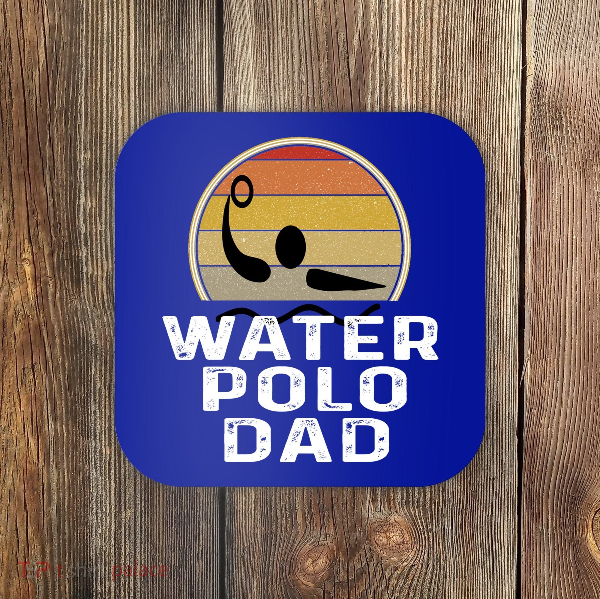 Retro Water Polo Dad Father Swimmer Swimming Sunset Cute Gift Coaster