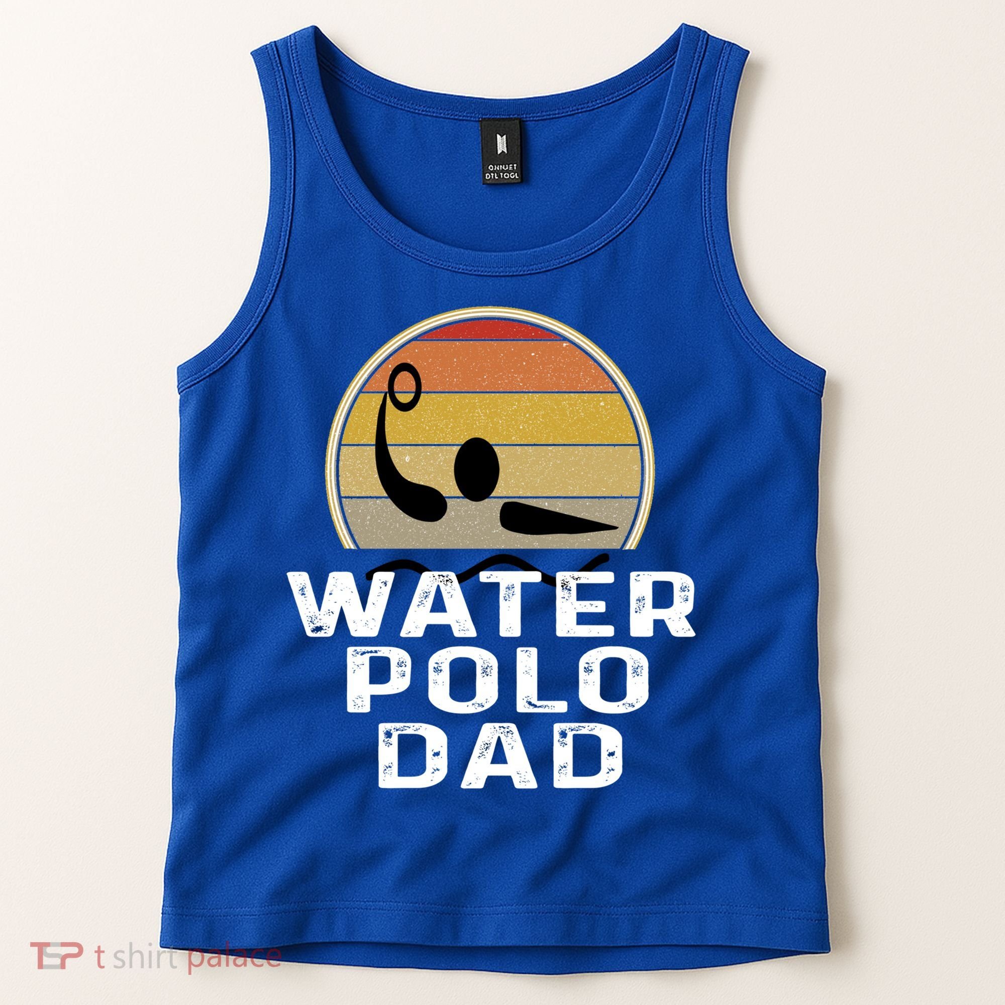 Retro Water Polo Dad Father Swimmer Swimming Sunset Cute Gift Tank Top