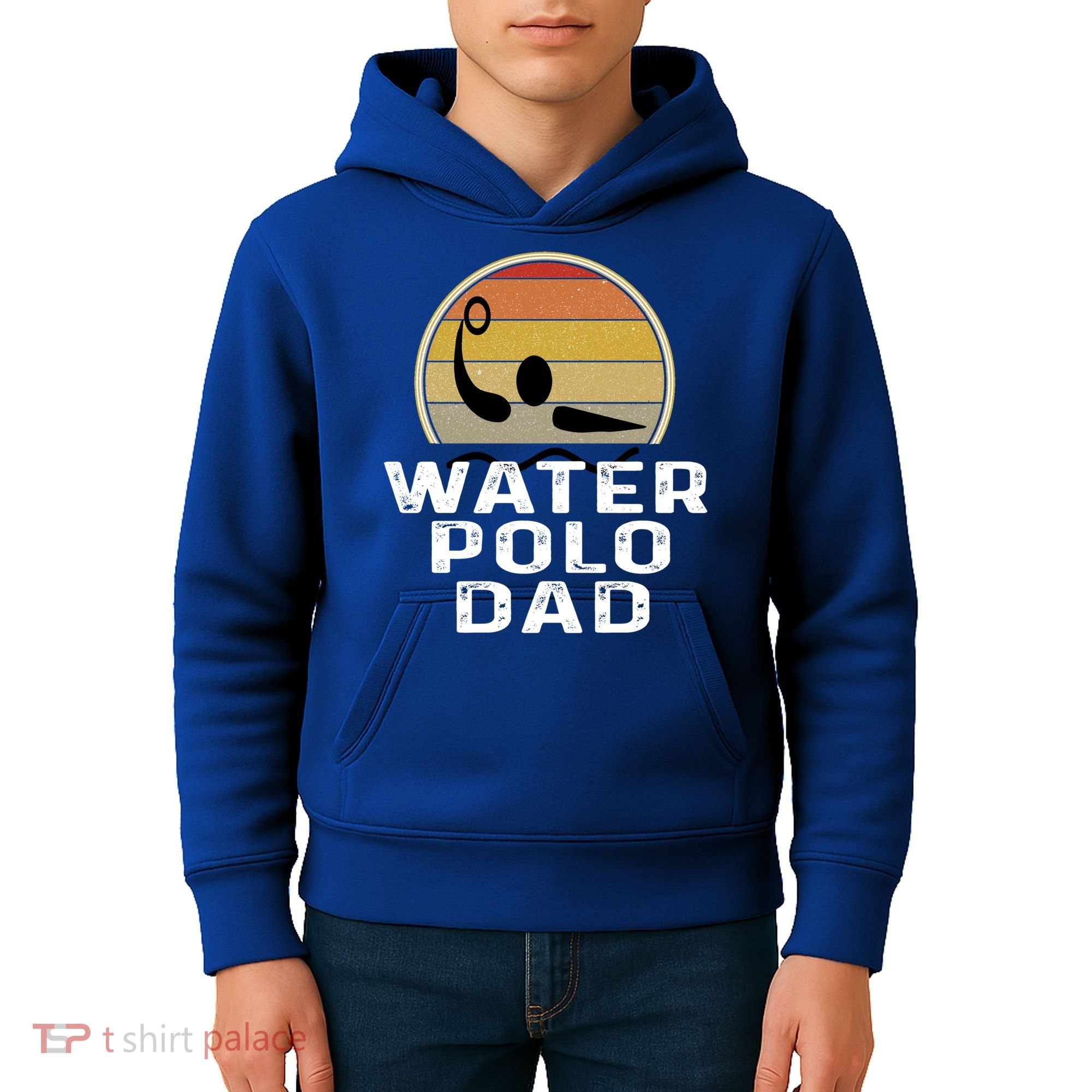 Retro Water Polo Dad Father Swimmer Swimming Sunset Cute Gift Kids Hoodie