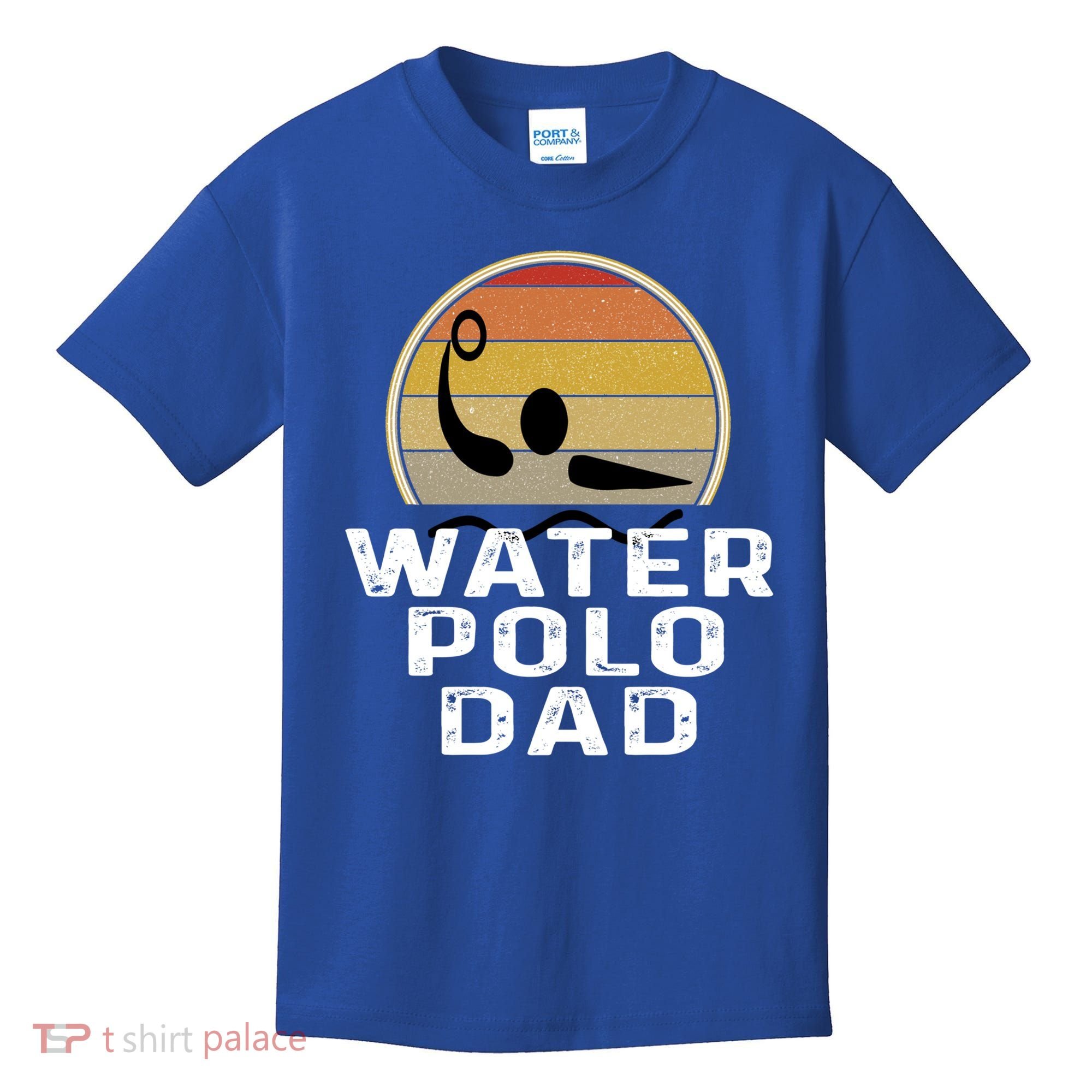 Retro Water Polo Dad Father Swimmer Swimming Sunset Cute Gift Kids T-Shirt