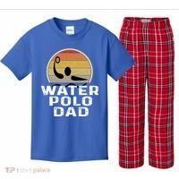 Retro Water Polo Dad Father Swimmer Swimming Sunset Cute Gift Kids Plaid Pajama Set thumb 0