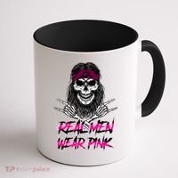 Real Men Wear Pink Breast Cancer Awareness Skull Coffee Mug thumb 1