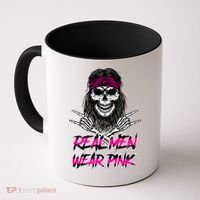Real Men Wear Pink Breast Cancer Awareness Skull Coffee Mug thumb 0