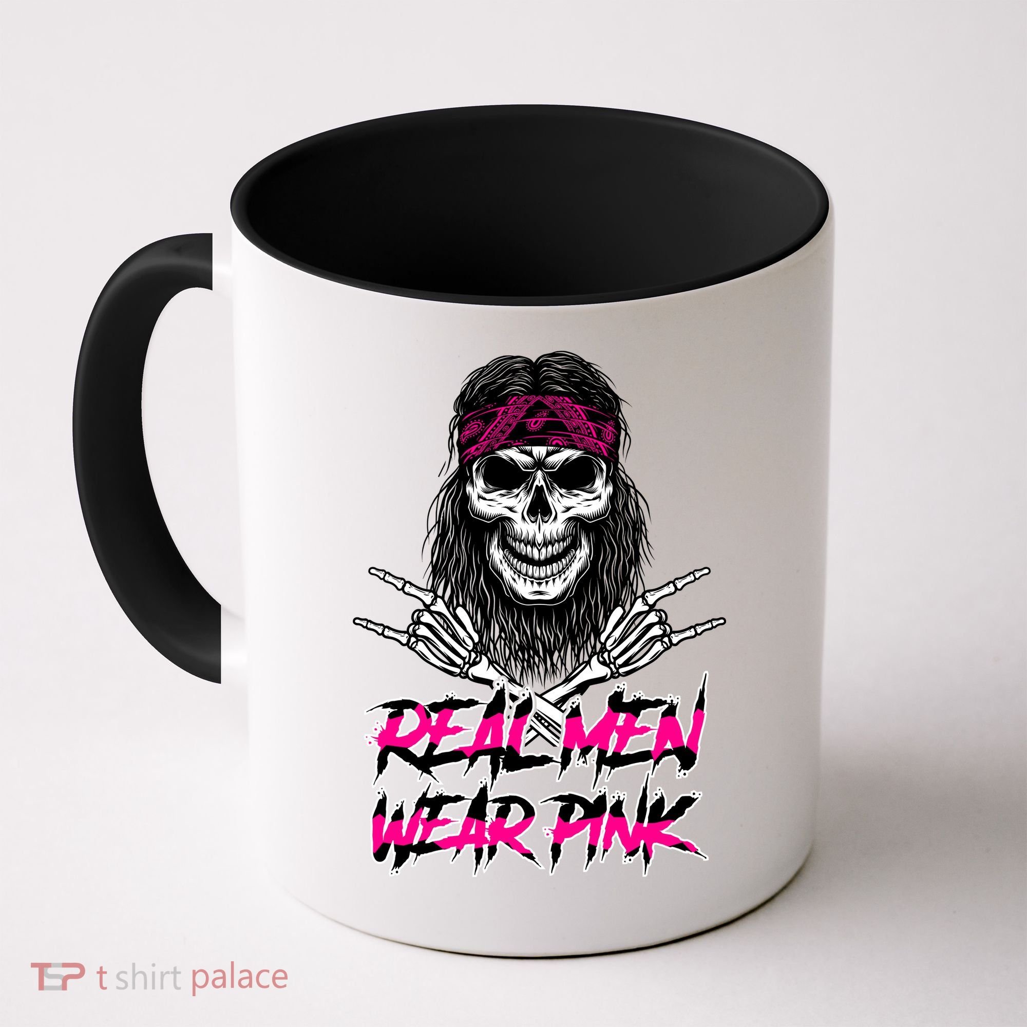 Real Men Wear Pink Breast Cancer Awareness Skull Coffee Mug