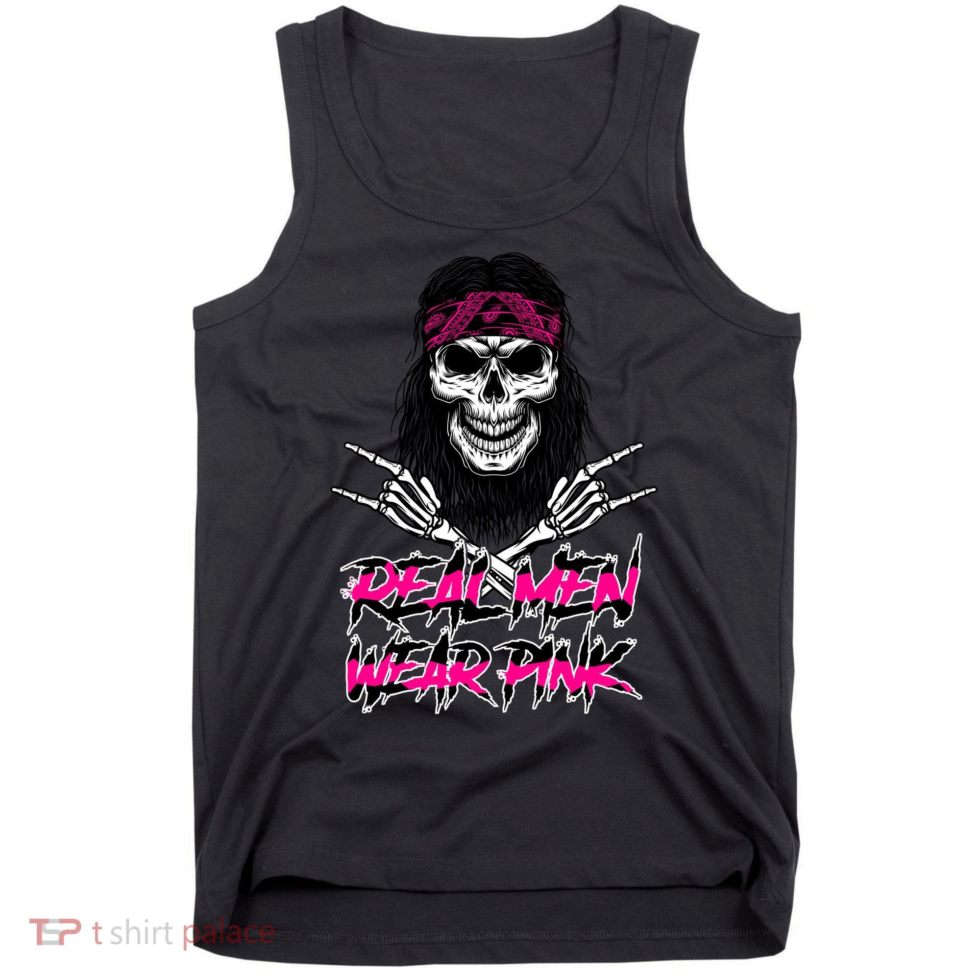 Real Men Wear Pink Breast Cancer Awareness Skull Tank Top