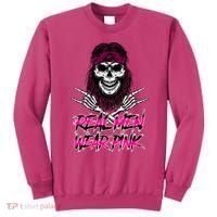 Real Men Wear Pink Breast Cancer Awareness Skull Sweatshirt thumb 0