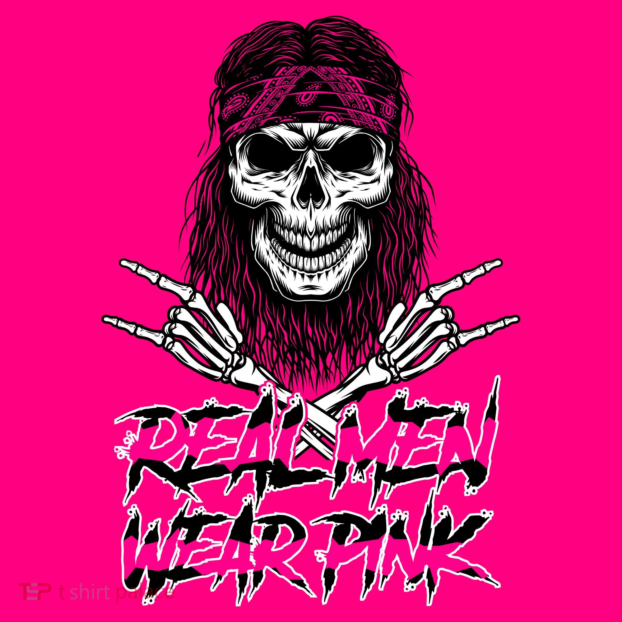 Real Men Wear Pink Breast Cancer Awareness Skull Women's Long Sleeve Shirt