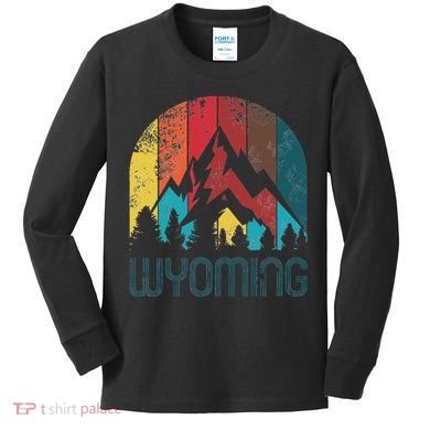 Retro Wyoming Kids Long Sleeve Shirt