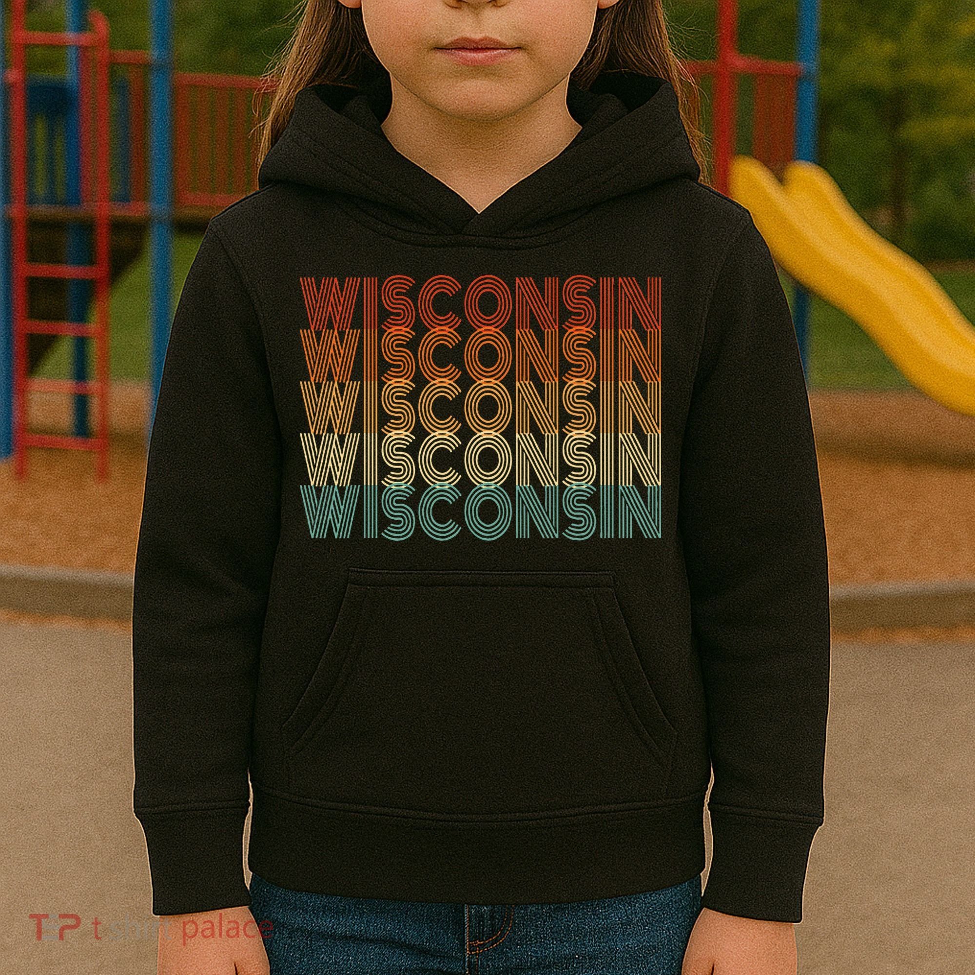 Retro Wisconsin Kids Hoodie