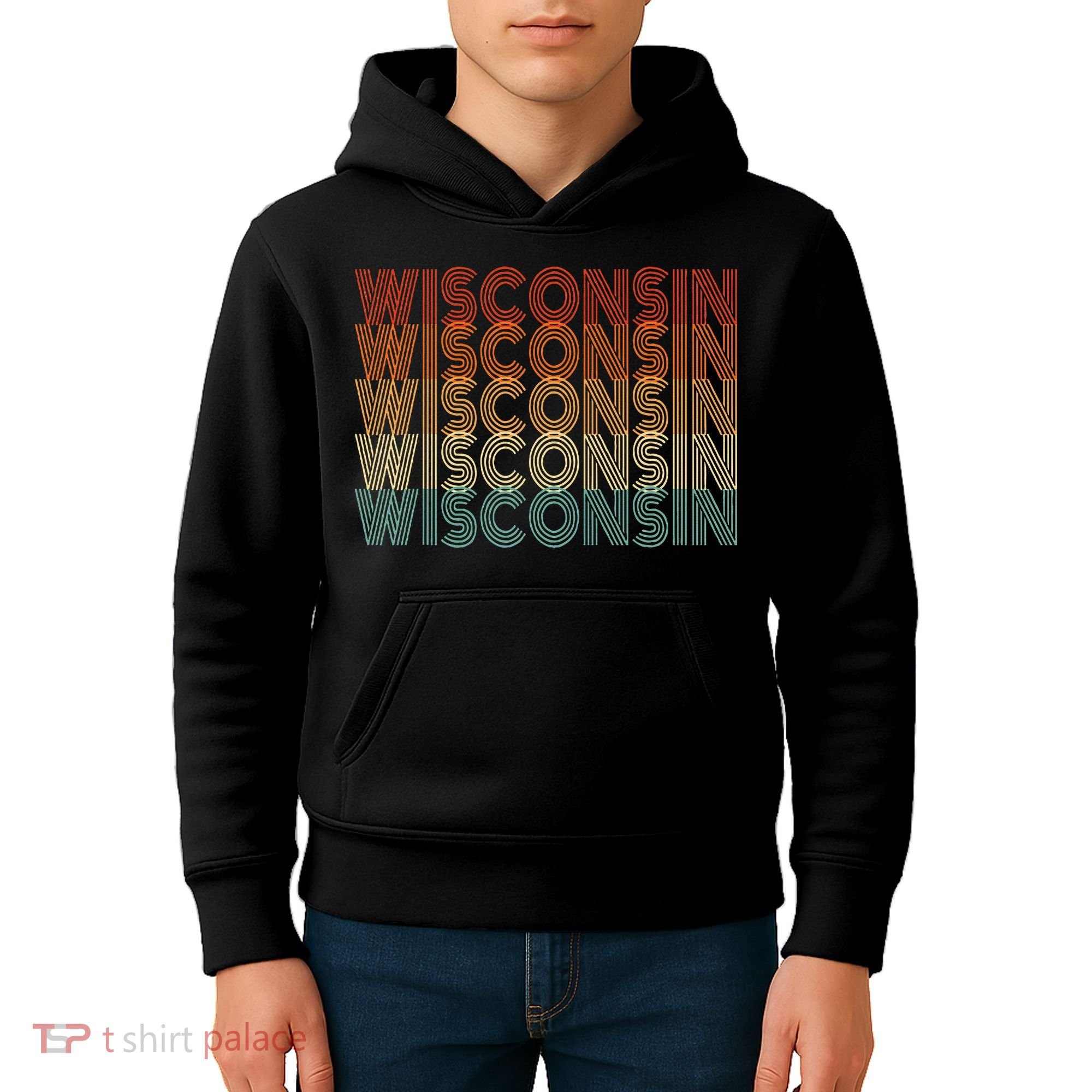Retro Wisconsin Kids Hoodie