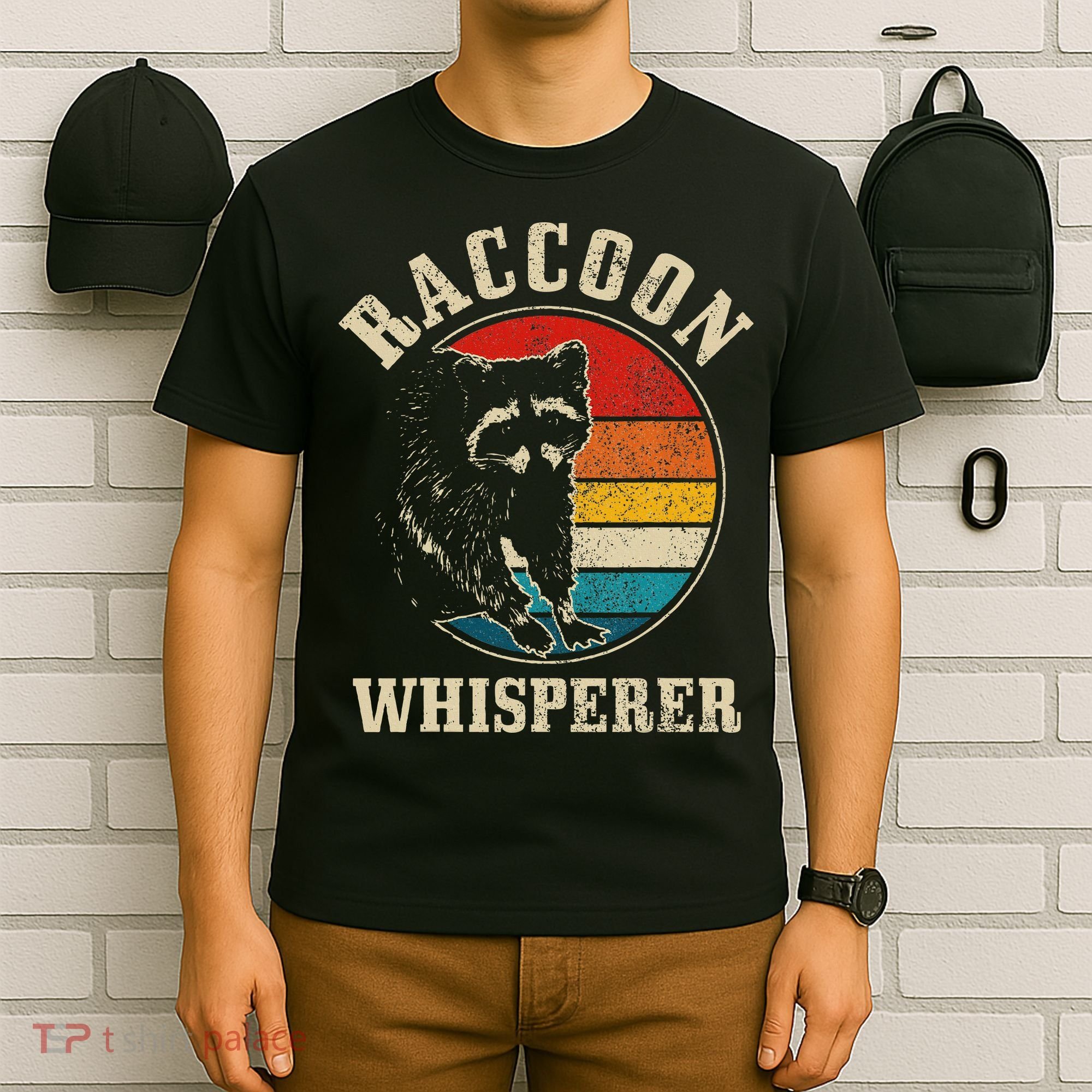 Raccoon Whisperer Retro Raccoon S.T.R.E.Et Cat T-Shirt