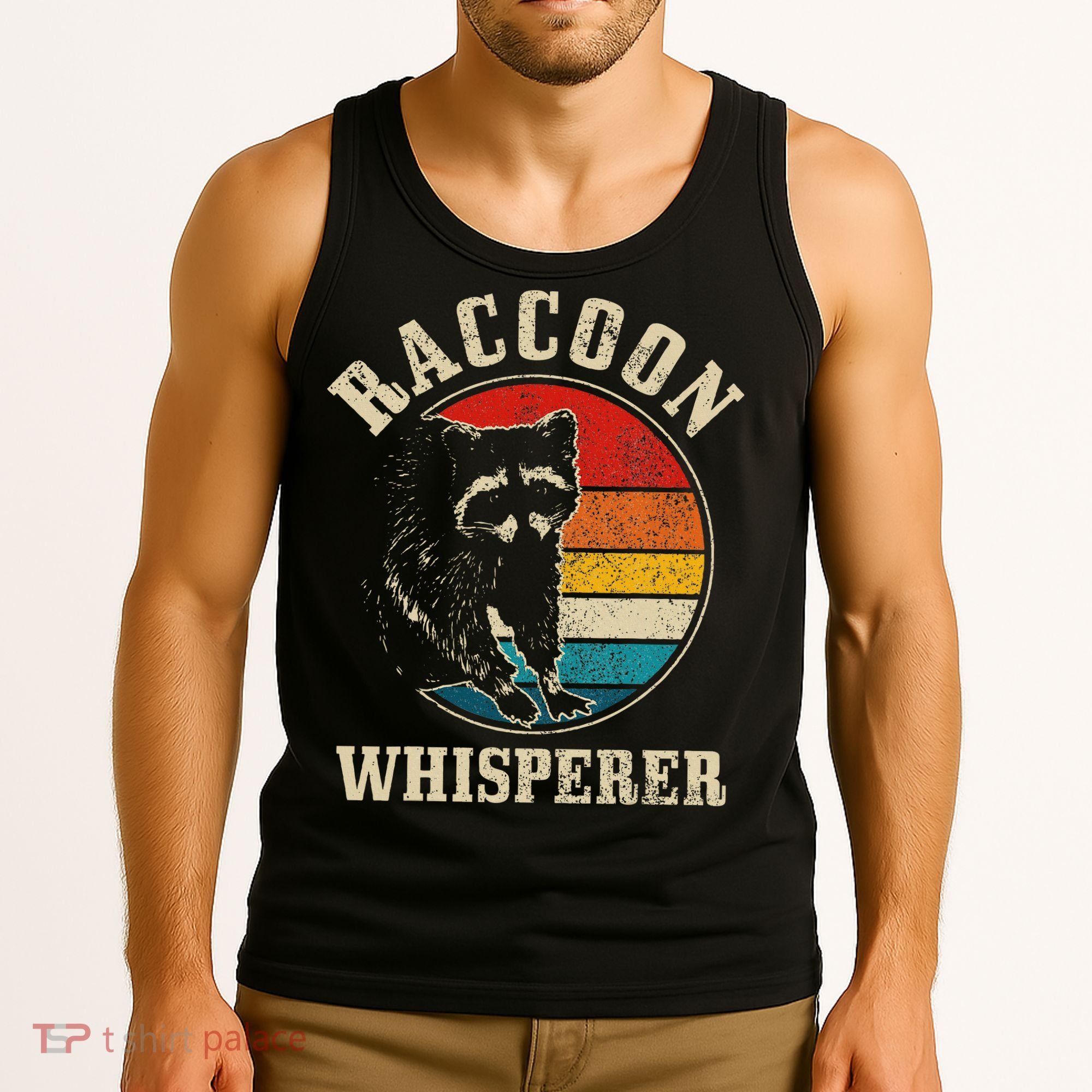 Raccoon Whisperer Retro Raccoon S.T.R.E.Et Cat Tank Top