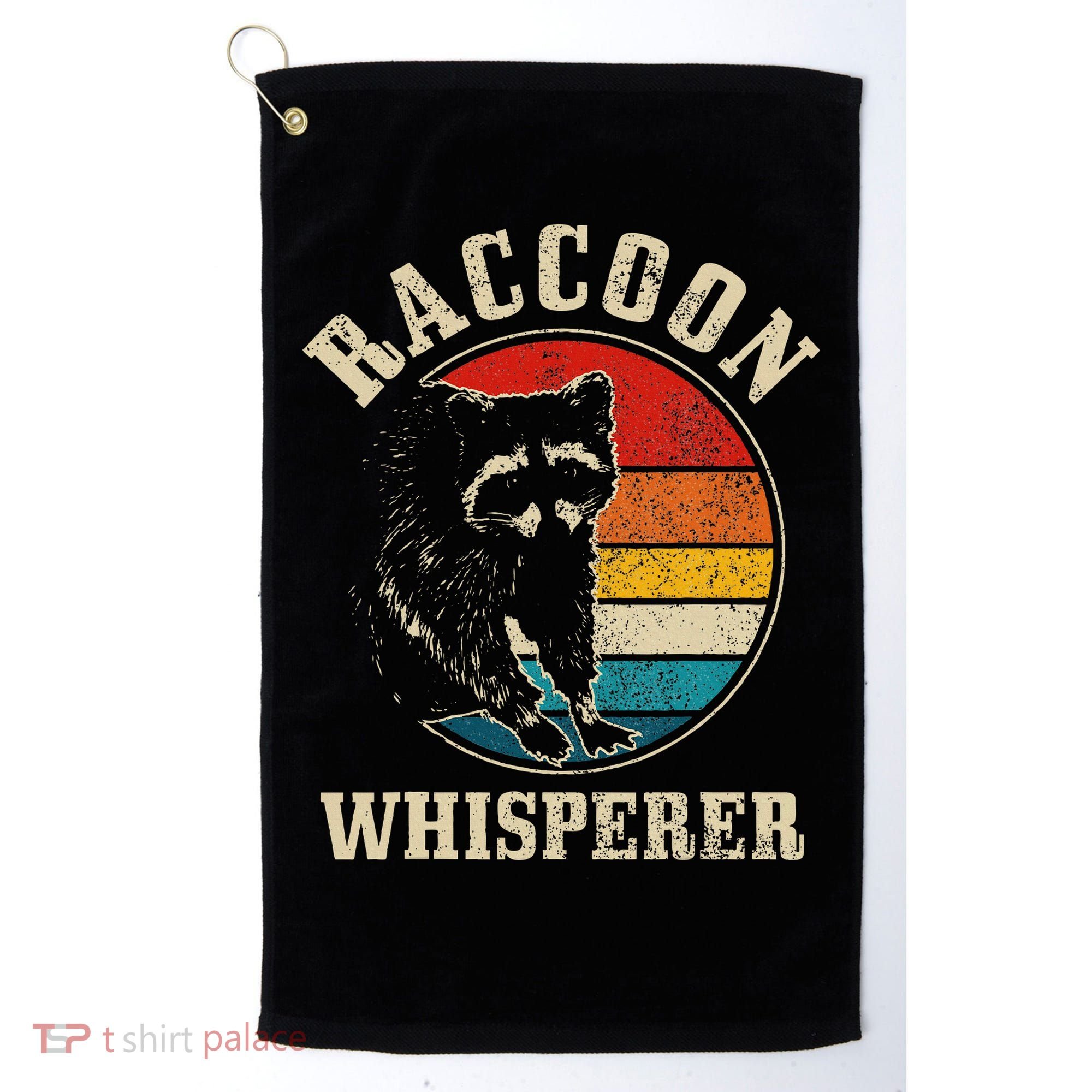 Raccoon Whisperer Retro Raccoon S.T.R.E.Et Cat Golf Towel