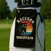 Raccoon Whisperer Retro Raccoon S.T.R.E.Et Cat Golf Towel thumb 2