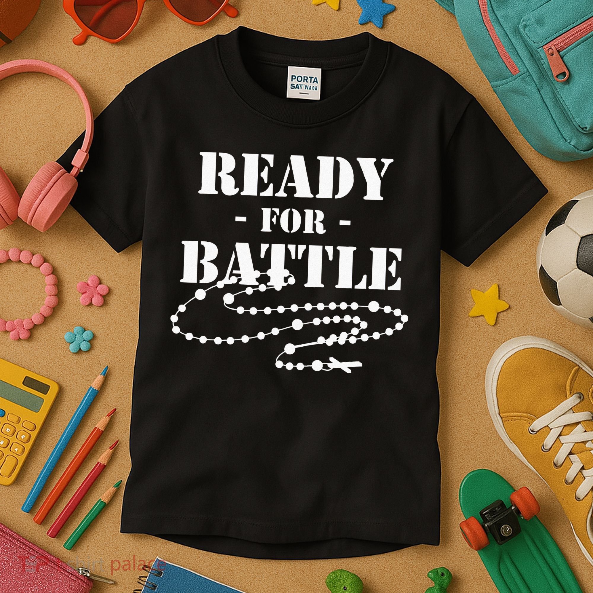 Rosary Warrior Ready For Battle Of Lepanto Rosaries Catholic Kids T-Shirt