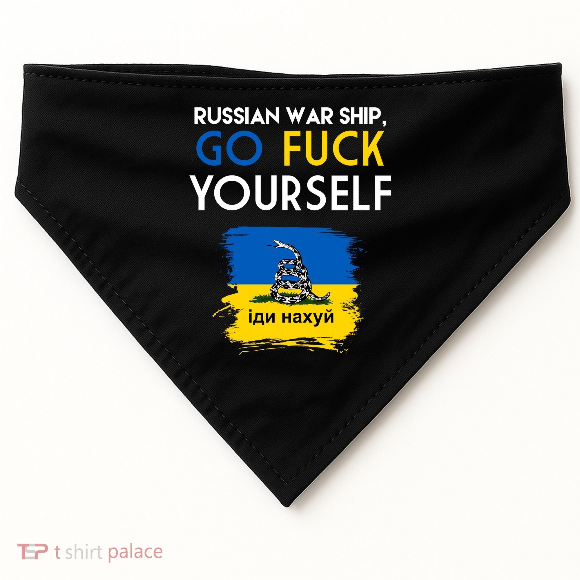 Russian War Ship Go Fuck Yourself Ukraine USA-Made Doggie Bandana