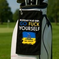 Russian War Ship Go Fuck Yourself Ukraine Golf Towel thumb 2