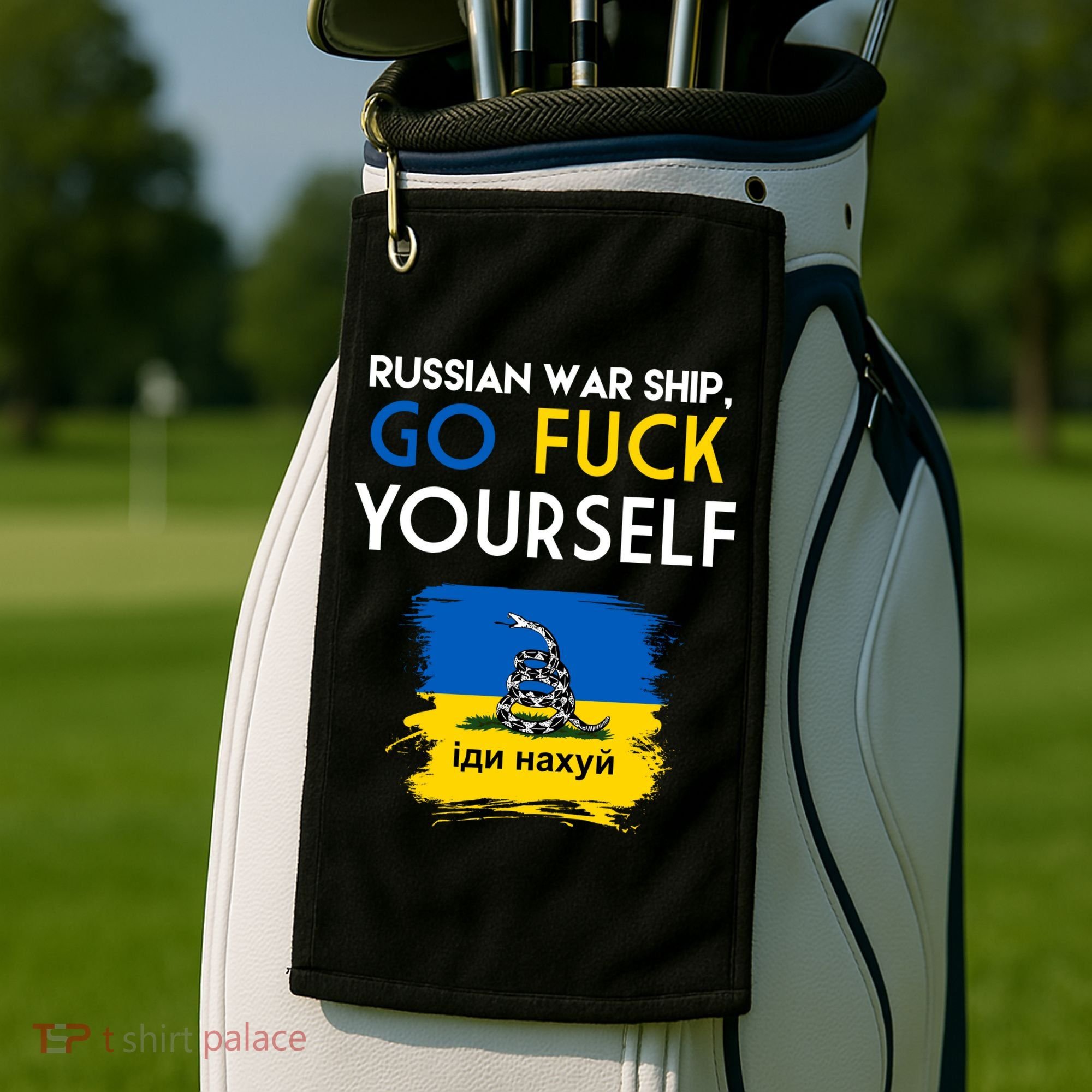 Russian War Ship Go Fuck Yourself Ukraine Golf Towel