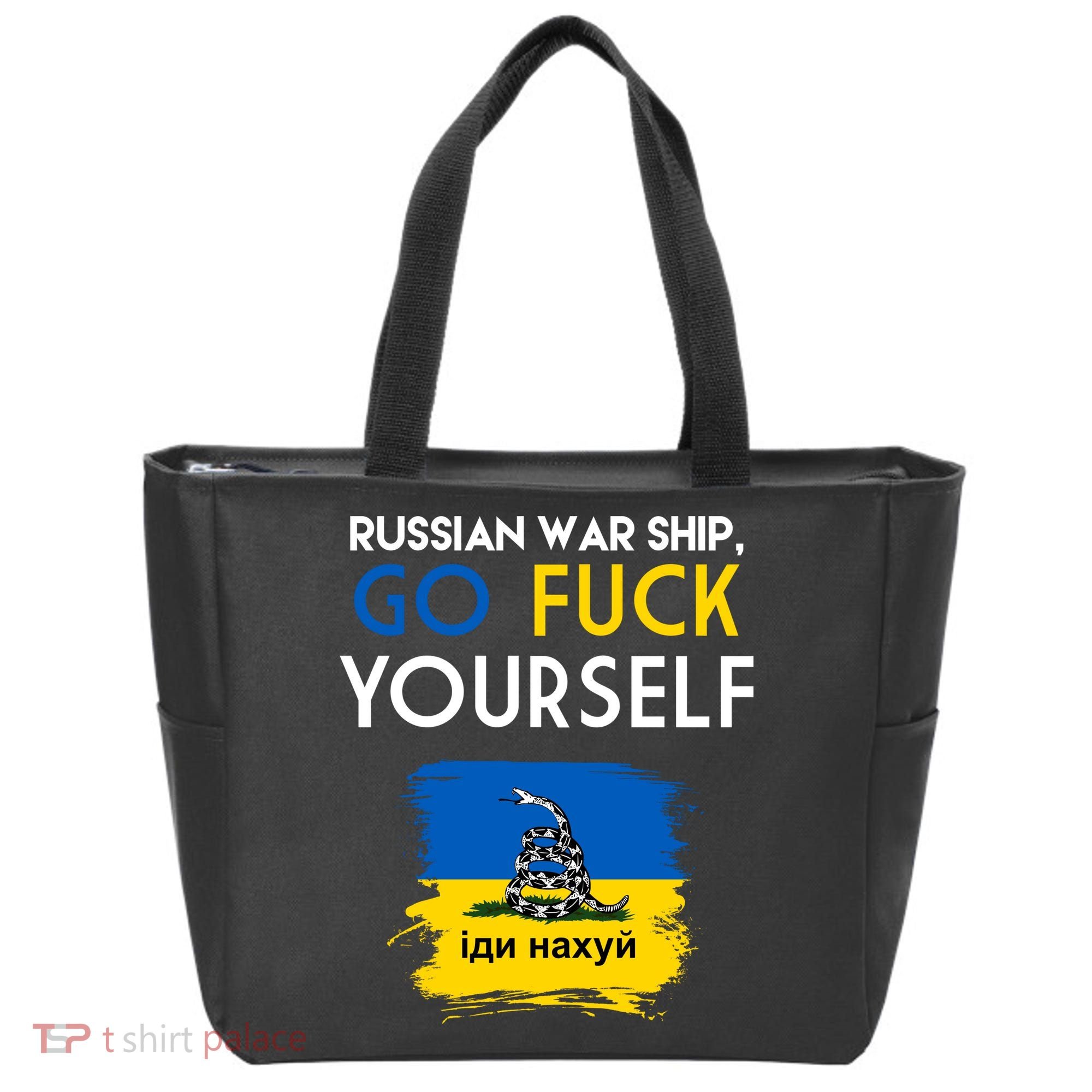 Russian War Ship Go Fuck Yourself Ukraine Tote Bag