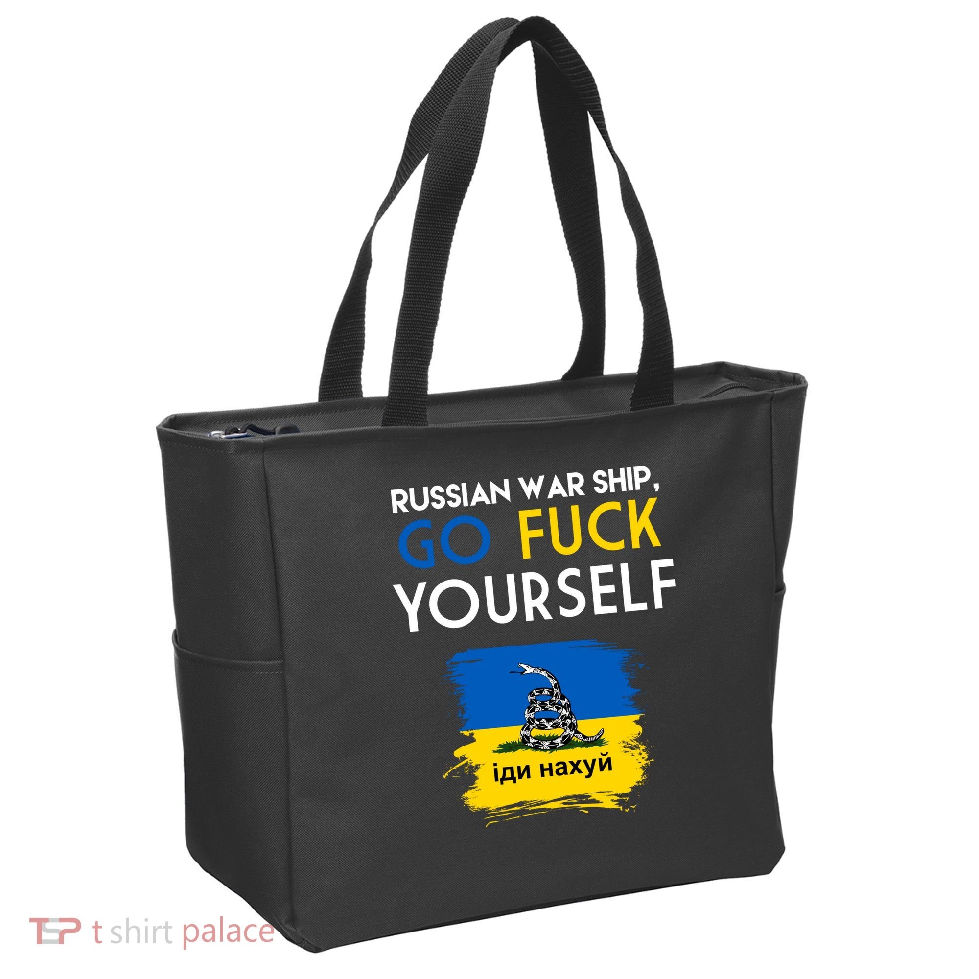 Russian War Ship Go Fuck Yourself Ukraine Tote Bag