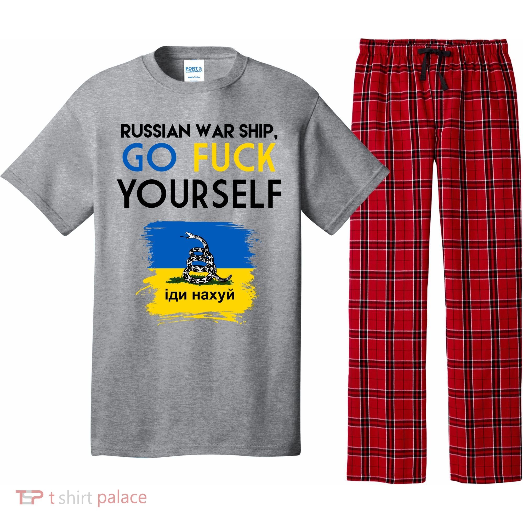 Russian War Ship Go Fuck Yourself Ukraine Pajama Set