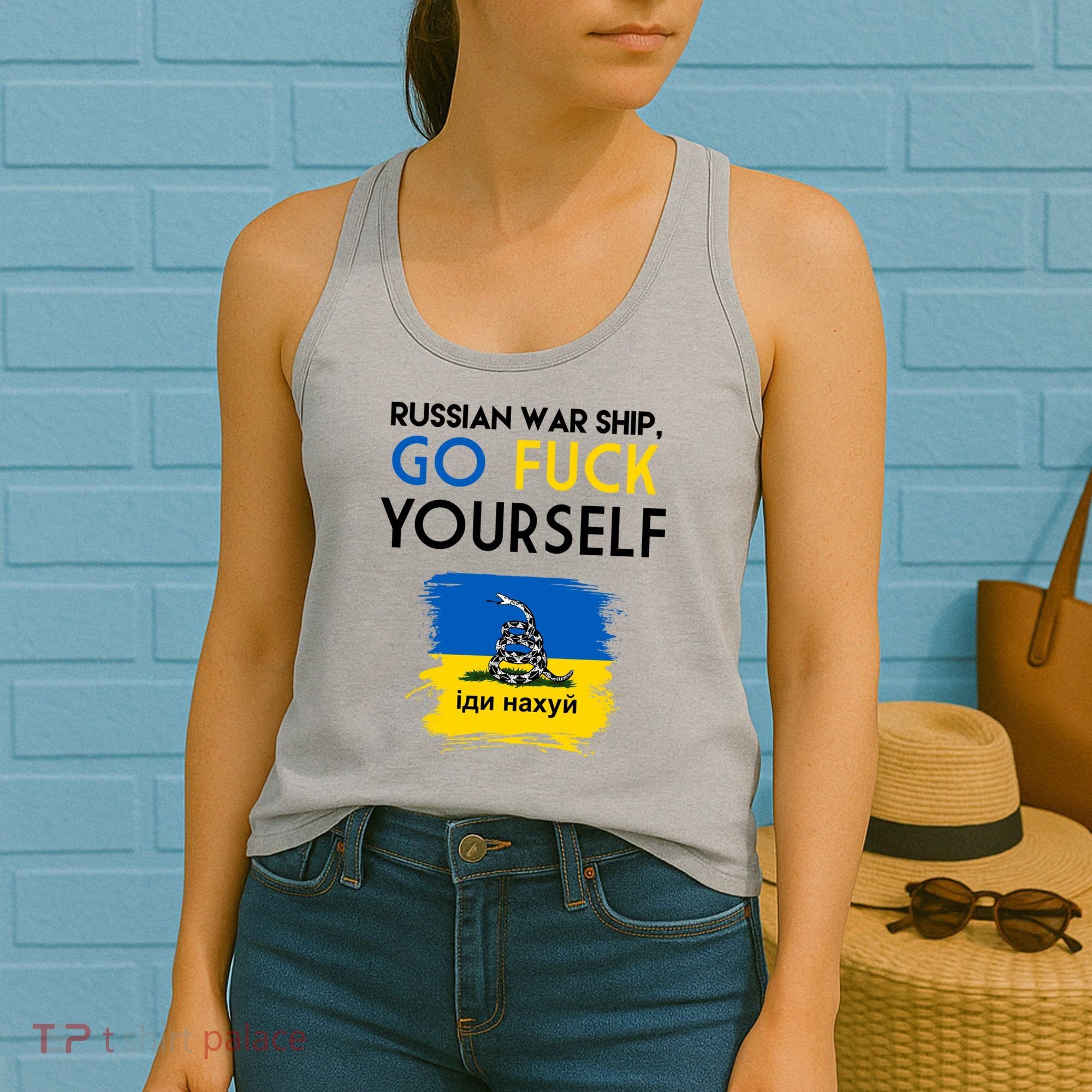 Russian War Ship Go Fuck Yourself Ukraine Women's Tank Top