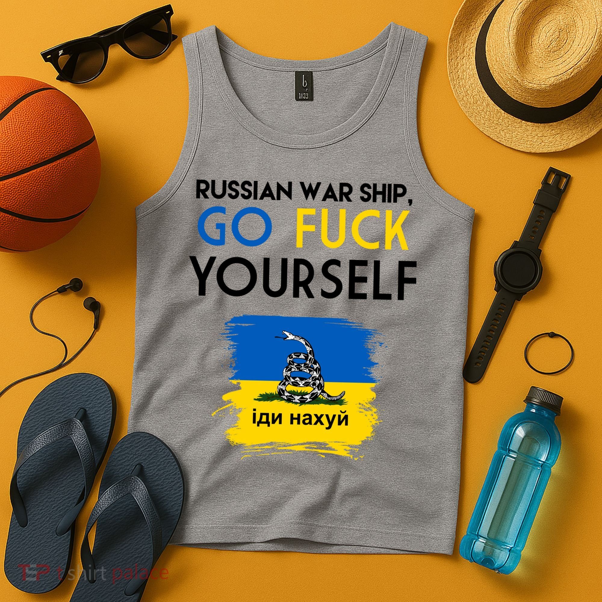 Russian War Ship Go Fuck Yourself Ukraine Tank Top