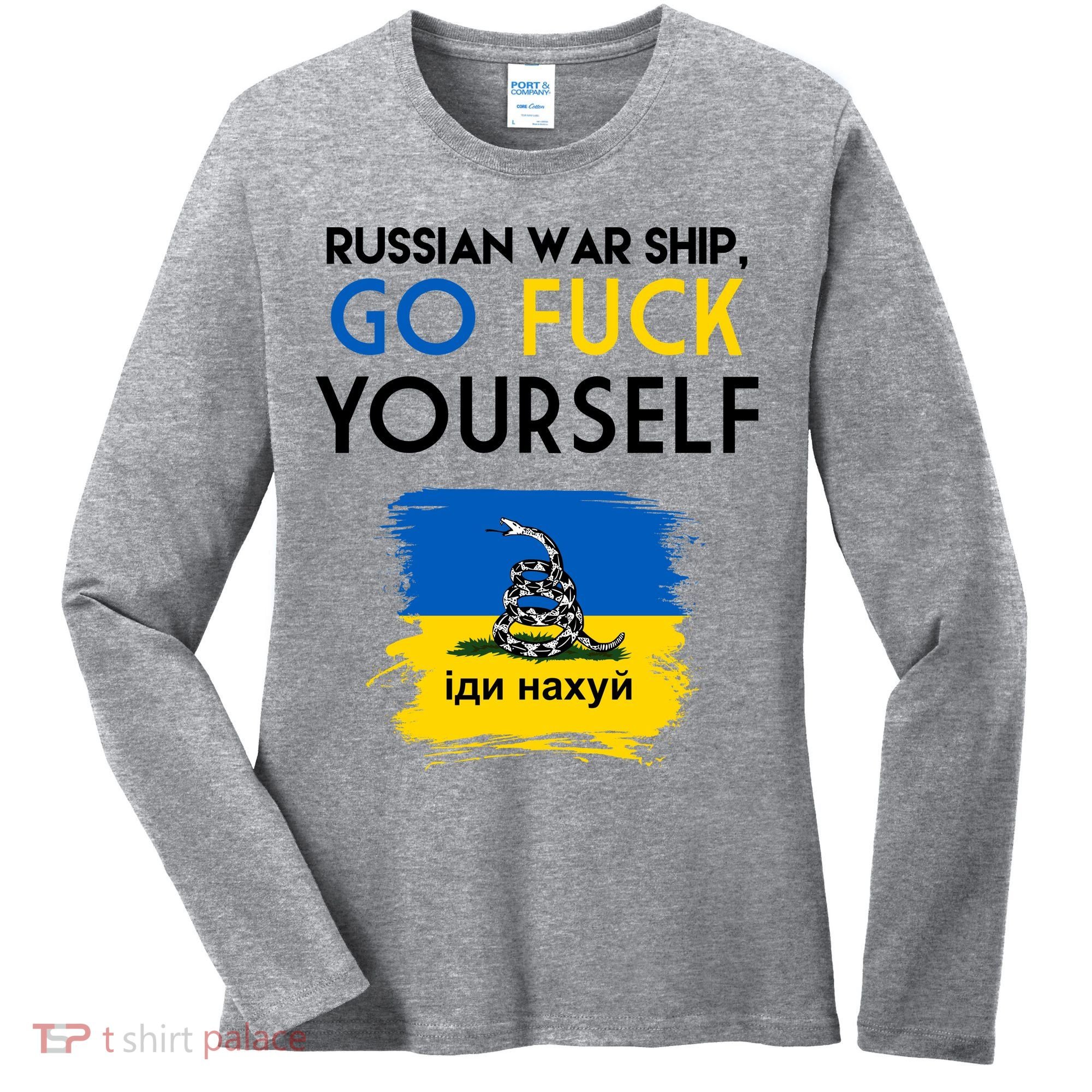 Russian War Ship Go Fuck Yourself Ukraine Women's Long Sleeve Shirt