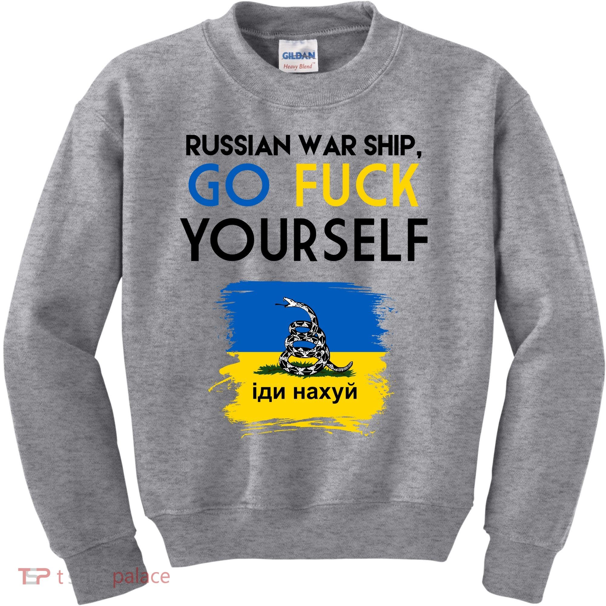 Russian War Ship Go Fuck Yourself Ukraine Kids Sweatshirt
