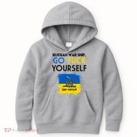 Russian War Ship Go Fuck Yourself Ukraine Kids Hoodie thumb 0