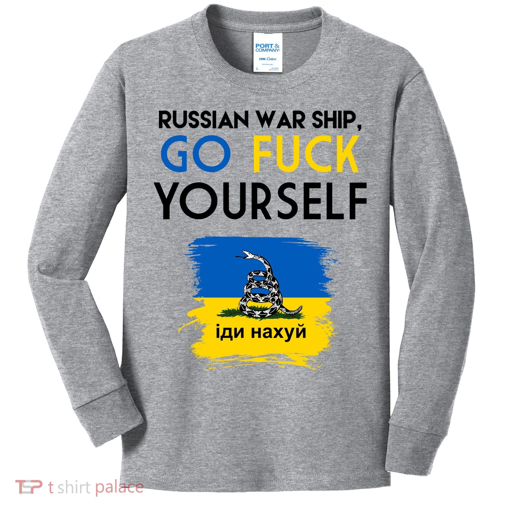 Russian War Ship Go Fuck Yourself Ukraine Kids Long Sleeve Shirt