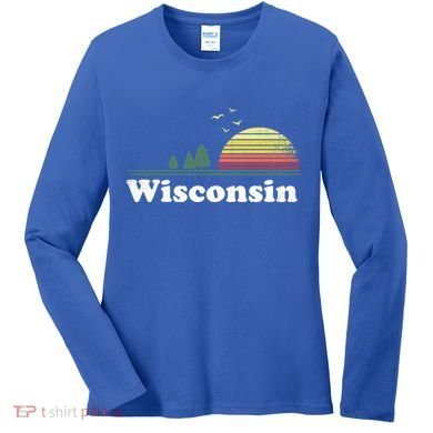 Retro Wisconsin State Park Wi Home Design Cute Gift Women's Long Sleeve Shirt