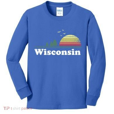Retro Wisconsin State Park Wi Home Design Cute Gift Kids Long Sleeve Shirt