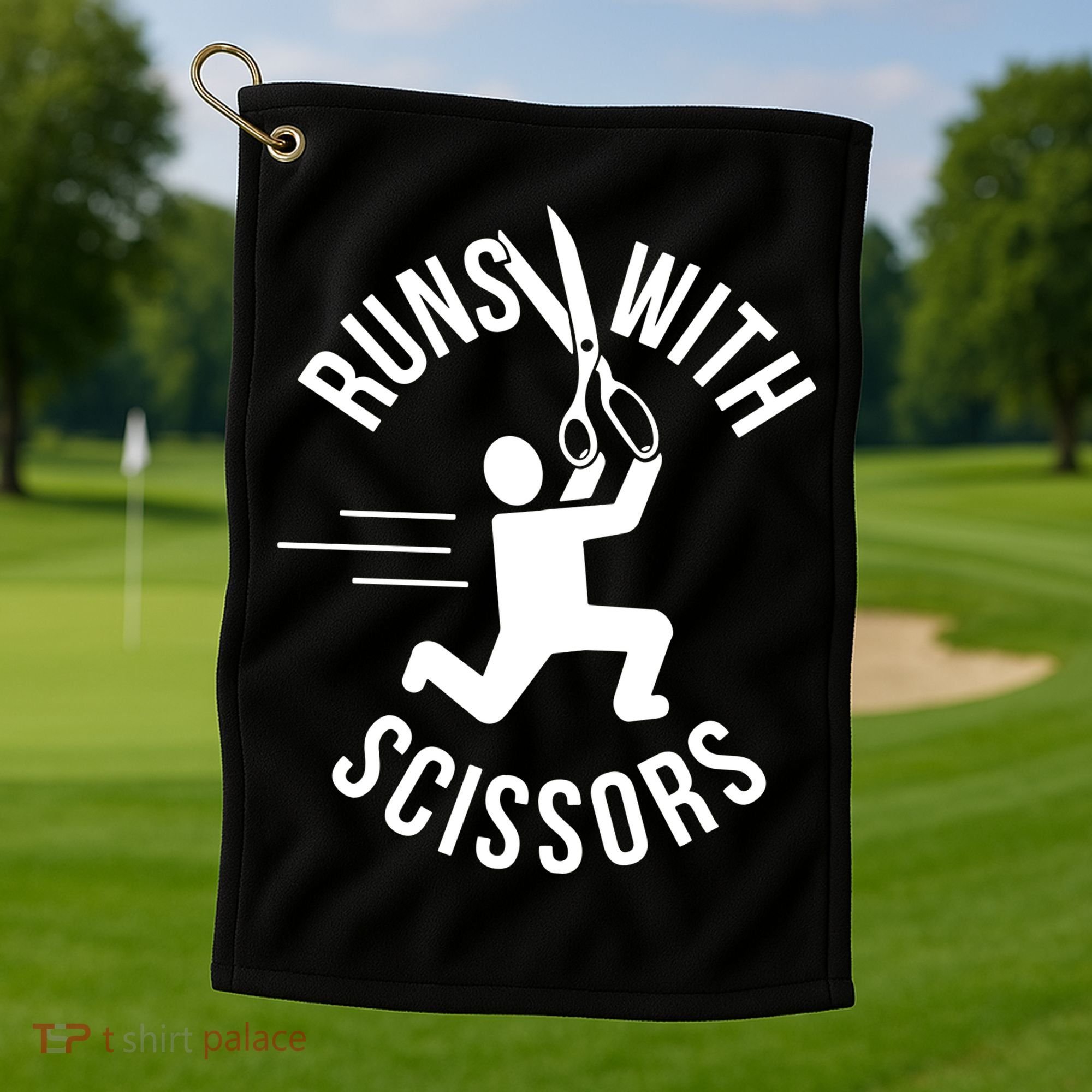Runs With Scissors Golf Towel