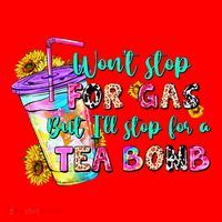 Retro WonT Stop For Gas But ILl Stop For A Tea Bomb Santa Hat thumb 1