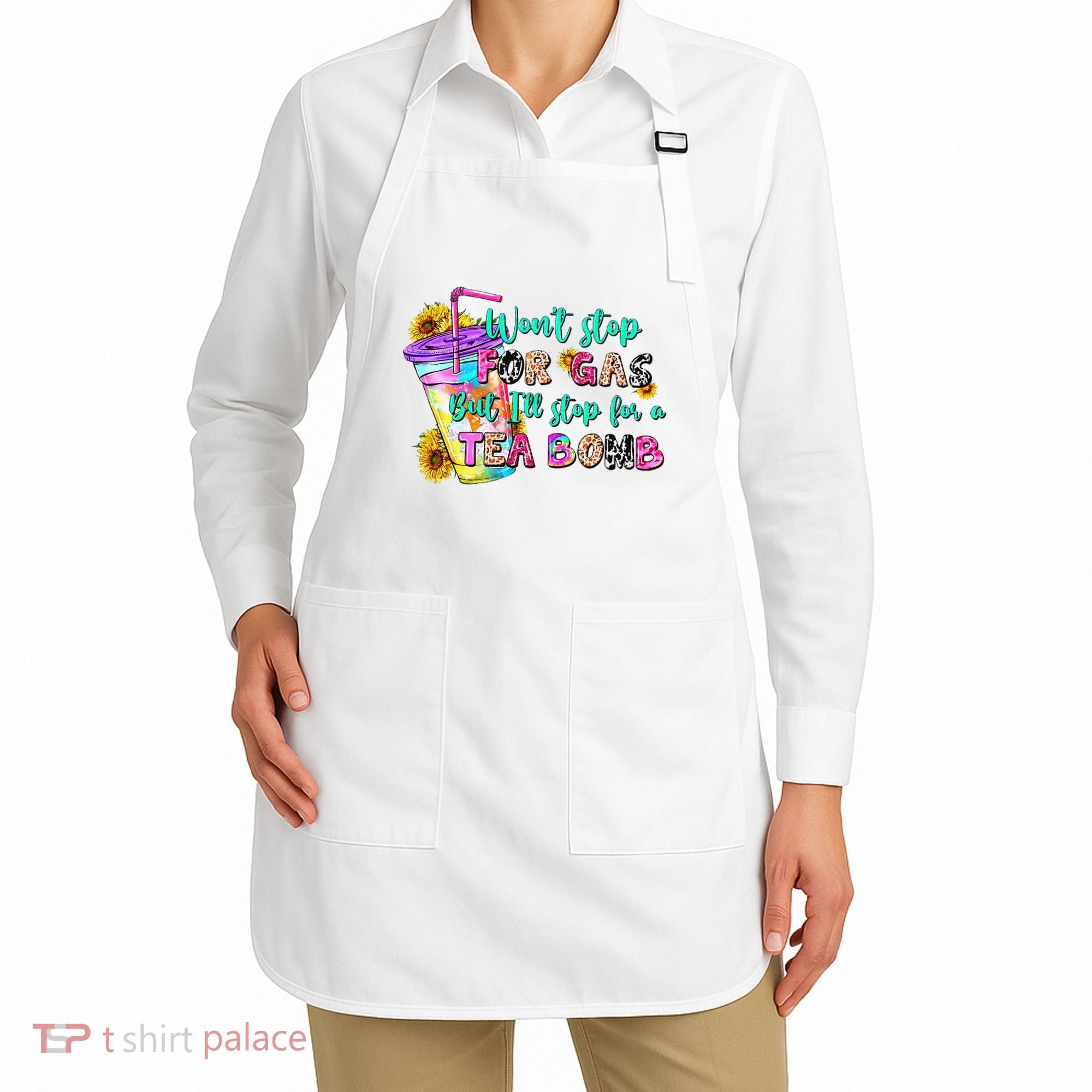Retro WonT Stop For Gas But ILl Stop For A Tea Bomb Apron