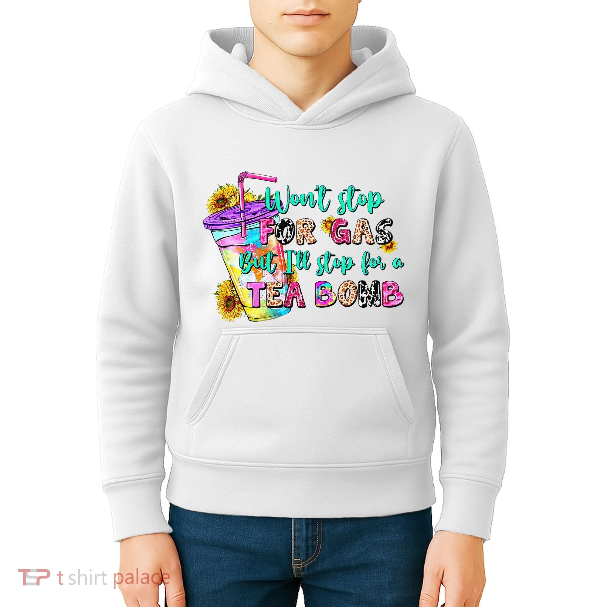 Retro WonT Stop For Gas But ILl Stop For A Tea Bomb Kids Hoodie
