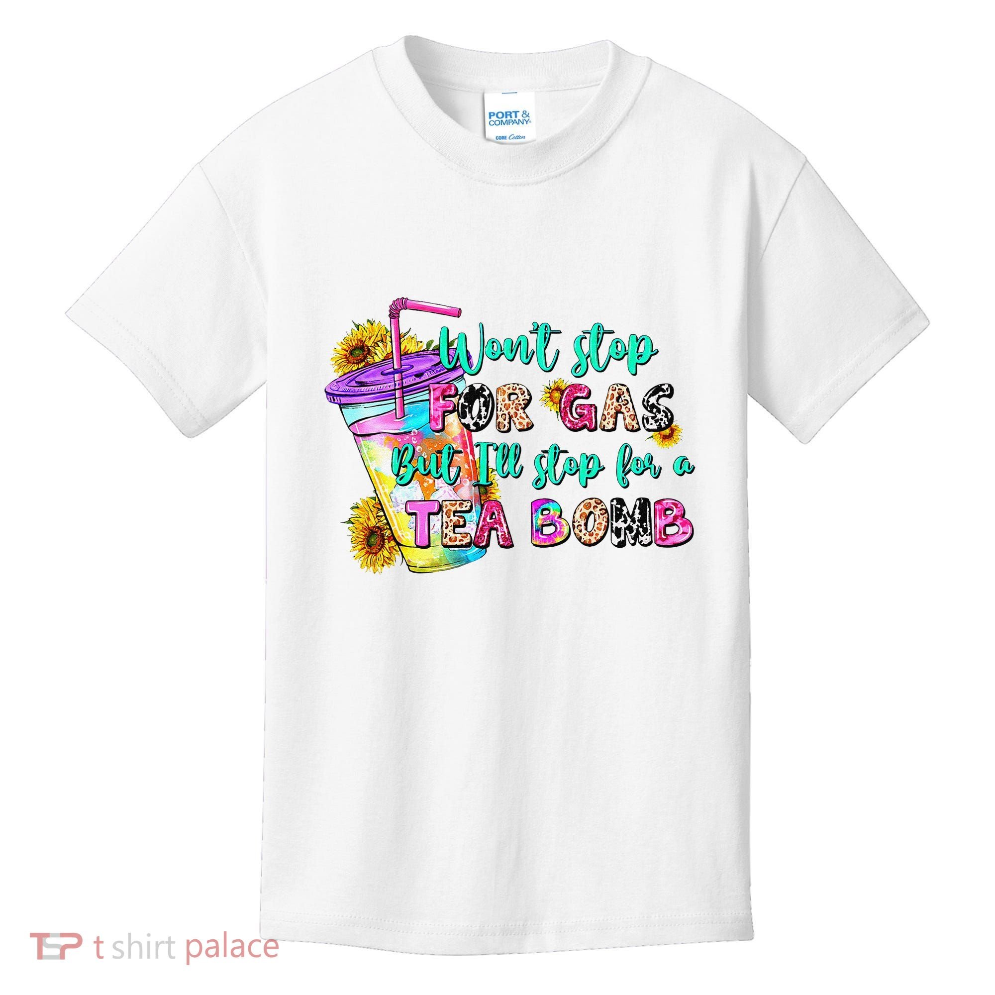 Retro WonT Stop For Gas But ILl Stop For A Tea Bomb Kids T-Shirt