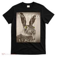 Retro Who The F_ck Is Alice Funny Rabbit  T-Shirt thumb 0