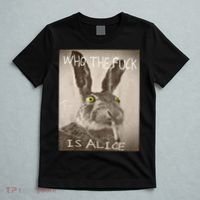 Retro Who The F_ck Is Alice Funny Rabbit  T-Shirt thumb 5