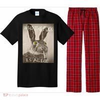 Retro Who The F_ck Is Alice Funny Rabbit  Pajama Set thumb 0