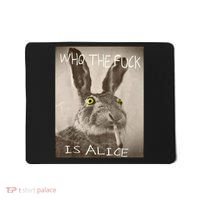 Retro Who The F_ck Is Alice Funny Rabbit  Mousepad thumb 0