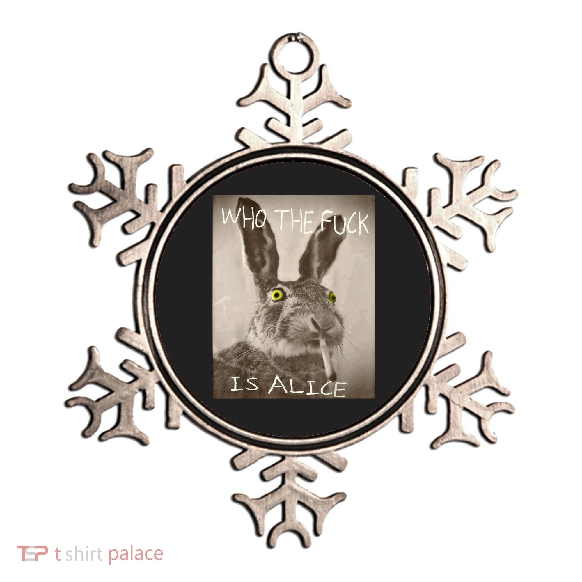 Retro Who The F_ck Is Alice Funny Rabbit  Ornament
