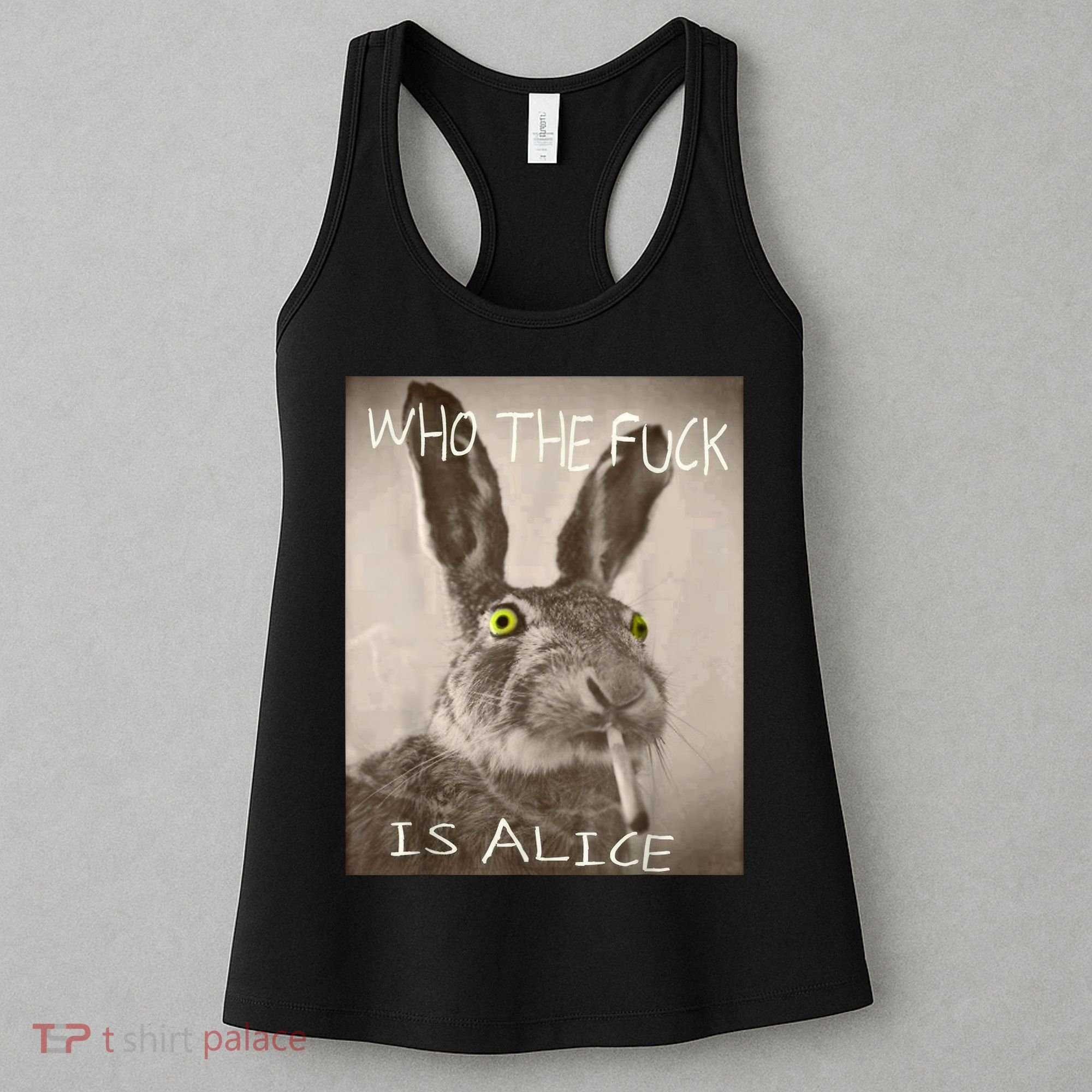 Retro Who The F_ck Is Alice Funny Rabbit  Women's Tank Top