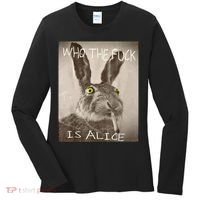 Retro Who The F_ck Is Alice Funny Rabbit  Women's Long Sleeve Shirt thumb 0