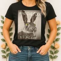 Retro Who The F_ck Is Alice Funny Rabbit  Women's T-Shirt thumb 2